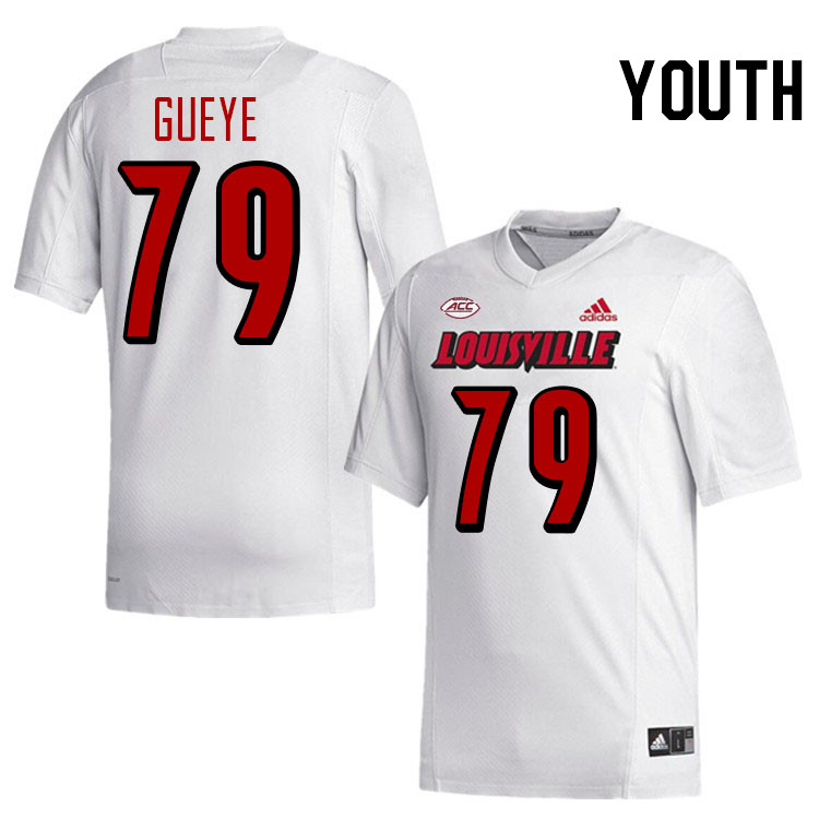 Youth #79 Makhete Gueye Louisville Cardinals College Football Jerseys Stitched-White